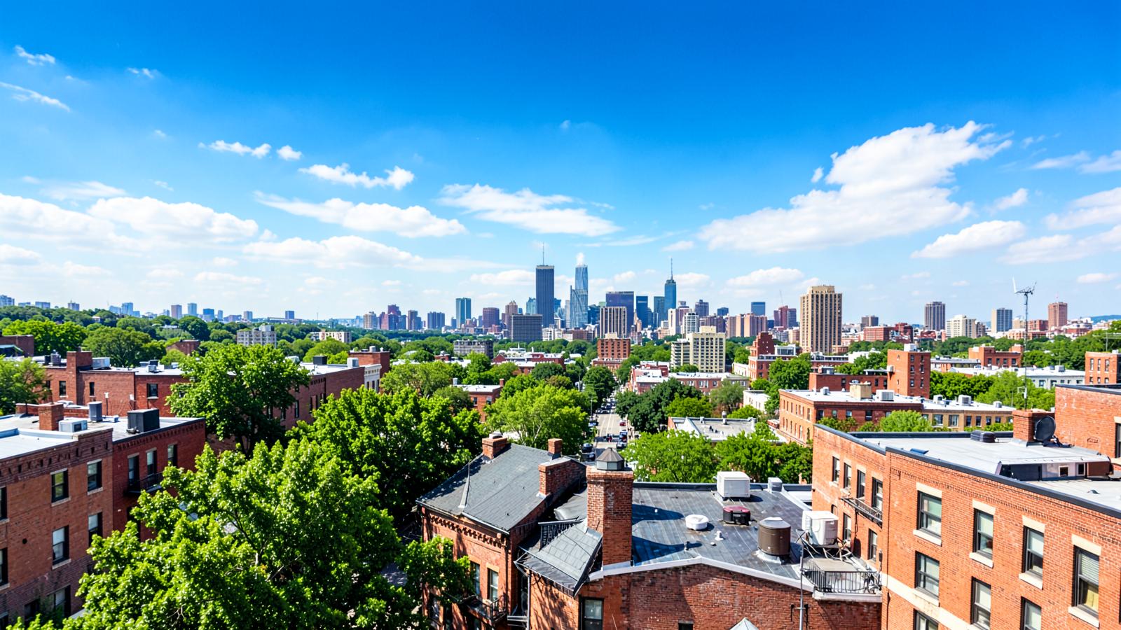 Bronx and New York City skyline in bright daylight