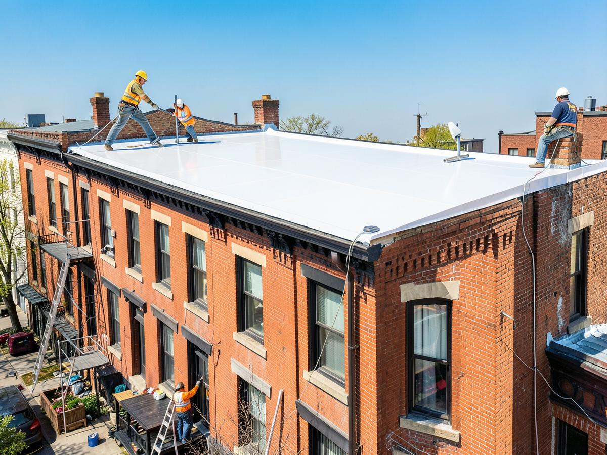 Roofing construction work
